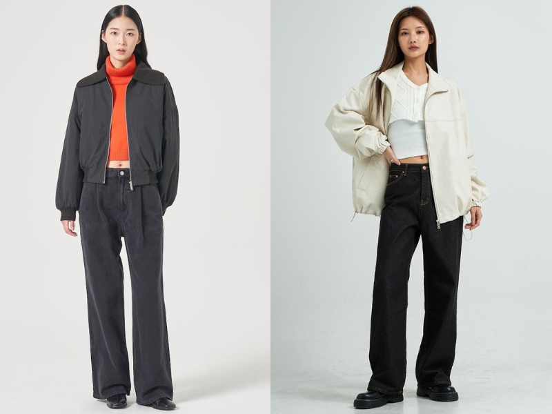0c8ccc70-phoi-do-voi-ao-bomber-nu-15 Quần kaki giúp bạn có được bộ trang phục mang hơi hướng đường phố, nhưng cũng rất tinh tế (Nguồn: Lewkin)