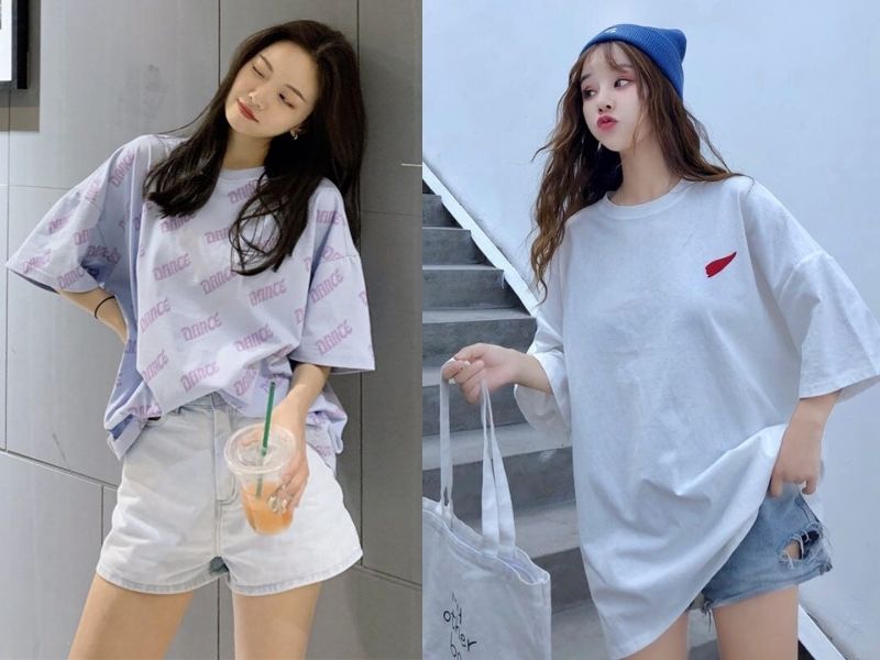 0d16517d-phoi-do-voi-quan-short-nu-8 Chọn áo oversize nếu bạn muốn trông thật cá tính (Nguồn: Xưởng may Tatun & Bumshop)