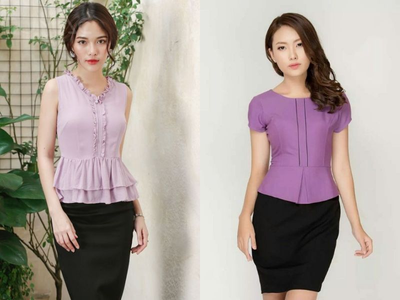 0f756900-cach-phoi-do-voi-chan-vay-den-16 Phối đồ thanh lịch với áo peplum và chân váy đen (Nguồn: V Festival)