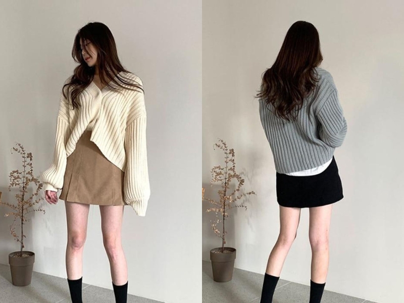 11fb519d-2 Cách phối đồ với áo khoác len cardigan vừa xinh vừa ấm 3