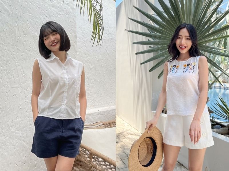 14f3b8da-phoi-do-voi-quan-short-nu-47 Mát mẻ và thoải mái khi phối đồ với quần short nữ và áo sát nách (Nguồn: Sline Fashion/ SHOJO)
