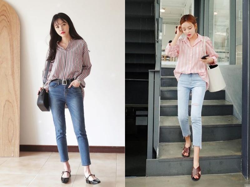 202dc074-6 Áo sơ mi sọc là item giúp các bạn nữ trông thon gọn hơn (Nguồn: sistacafe.com)