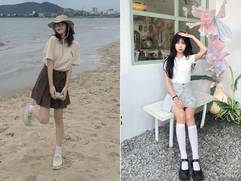 2d95bc7e-phoi-do-voi-ao-polo-nu5 Chân váy xếp ly rất phù hợp với phong cách trẻ trung (Nguồn: Instagram hanim_ / Instagram _ndthy.10)