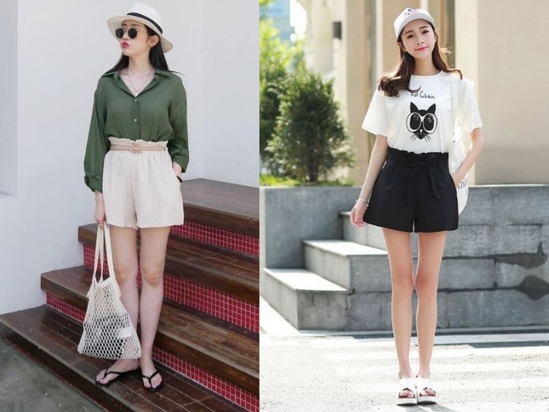 41a03fe7-phoi-do-voi-quan-short-nu-10 Quần short nữ ống rộng phối với áo gì? Quần này có thể phối cùng áo sơ mi cách điệu (Nguồn: Gia đình & tieudung.vn)