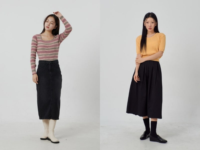 4d8046d4-cach-phoi-do-voi-chan-vay-den-12 Một chiếc áo len giúp cho outfit trở nên thanh lịch và sang trọng hơn (Nguồn: Lewkin)