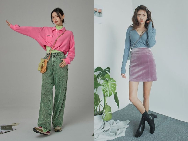 Các áo màu nổi có thể phối cùng quần màu nhạt để có set đồ nữ đẹp (Nguồn: Amanda và Tia Gilles)