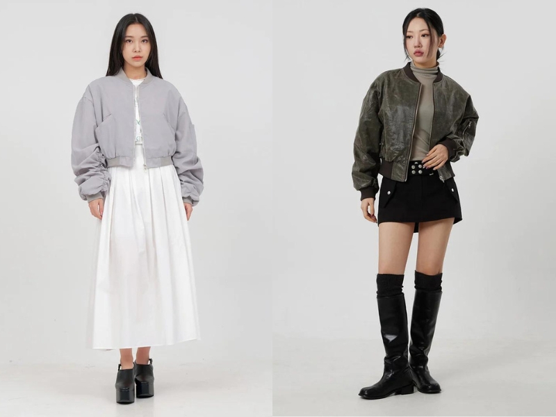 50839b7e-phoi-do-voi-ao-bomber-nu-2 Bạn cần tuần tuân thủ những nguyên tắc phối đồ để có một bộ trang phục với bomber đẹp nhất (Nguồn: Lewkin)