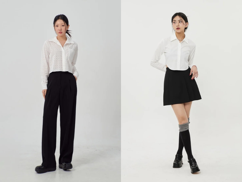 Các set đồ nữ với áo blazer cùng gam màu cũng tạo nên xu hướng thời trang nữ đơn giản (Nguồn: Shein và yesstyle.com)