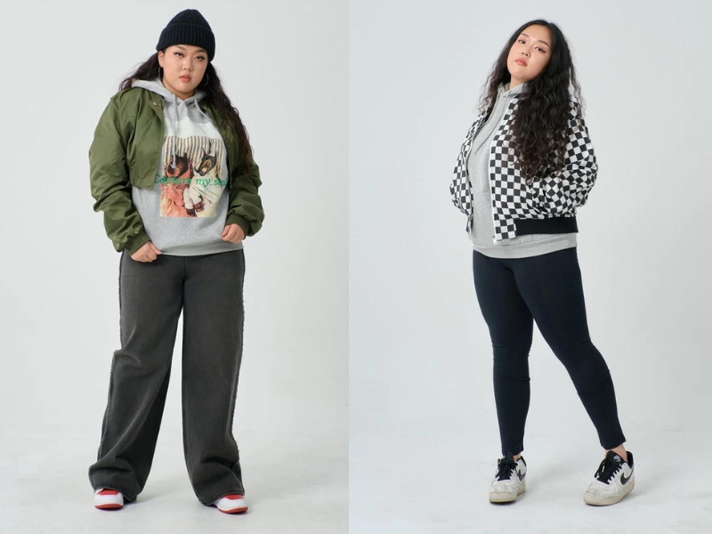 5a5e03c8-phoi-do-voi-ao-bomber-nu-22 Hoodie là trang phục hoàn hảo nhất để kết hợp, tạo hiệu ứng che khuyết điểm cho các bạn nữ mũm mĩm (Nguồn: Kooding)