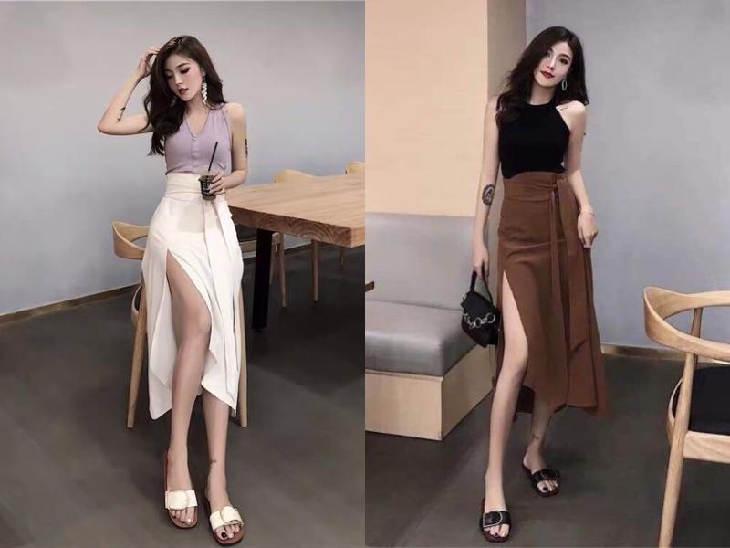 5be22f3e-cach-phoi-do-nu-di-choi-mua-he-17 Chân váy midi xẻ tà giúp bạn trông quyến rũ hơn (Nguồn: yesstyle)
