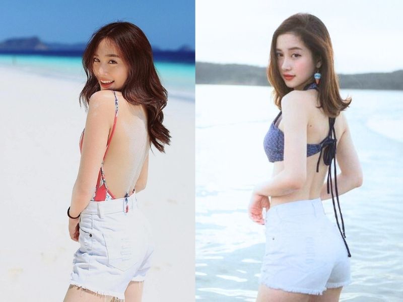 6094a360-phoi-do-voi-quan-short-nu-25 Nếu bạn có vòng một đầy đặn đừng ngần ngại mặc quần short với áo bikini (Nguồn: Ngoi sao - VnExpress)