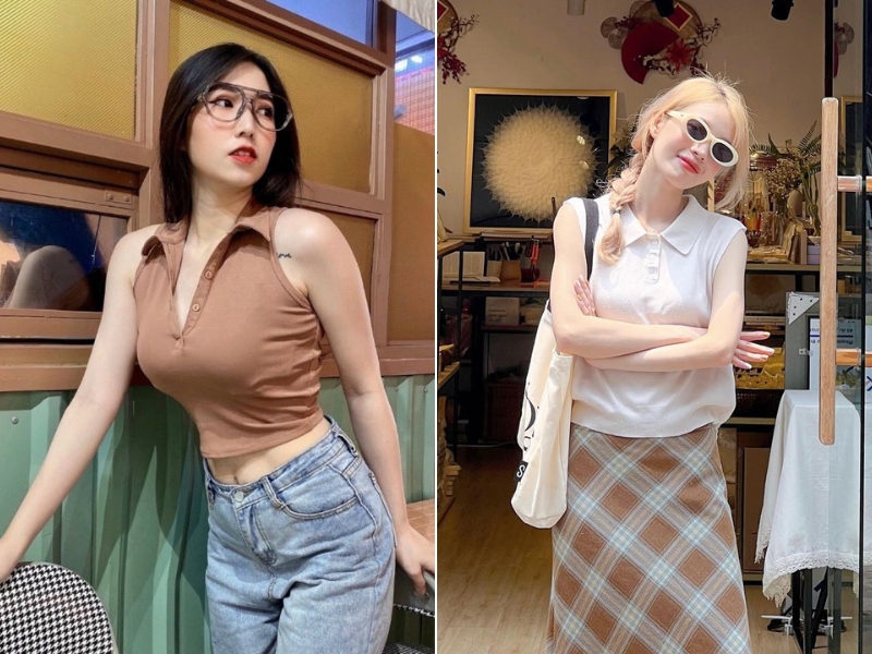 6277cc23-phoi-do-voi-ao-polo-nu11 Áo polo sát nách mang lại sự năng động, trẻ trung (Nguồn: Shopee Morgan_63 / Instagram _huaquynhnhu_)