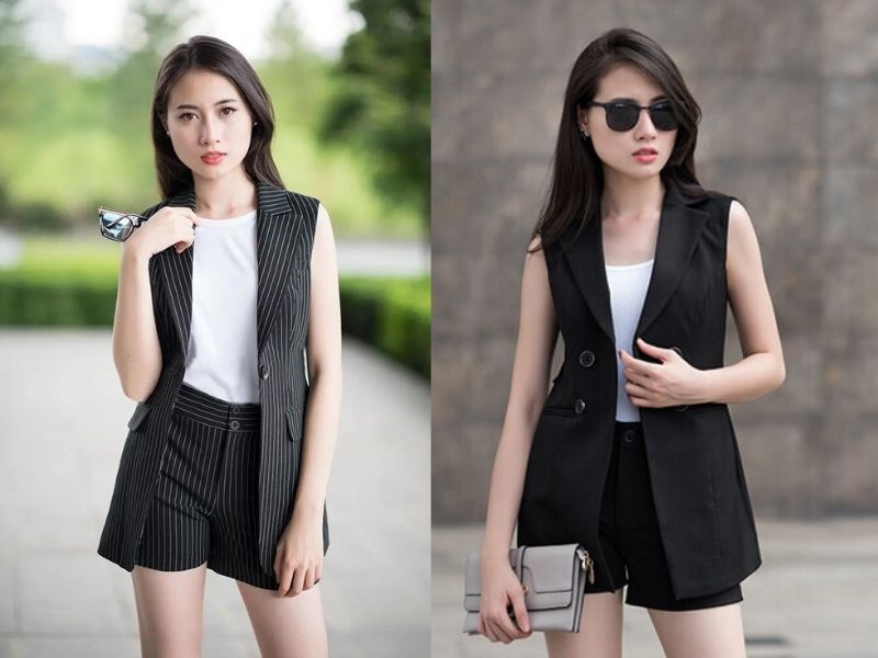 7fa7a973-phoi-do-voi-quan-short-nu-30 Thanh lịch và rất có khí chất với vest và quần short (Nguồn: NEC)