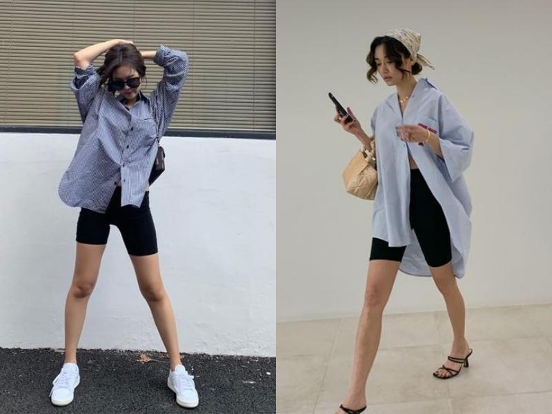 81dc5a38-cach-phoi-do-nu-di-choi-mua-he-8 Áo sơ mi oversize màu sáng sẽ giúp set đồ của bạn nổi bật trong ngày hè (Nguồn: Linz/pinterest.com)