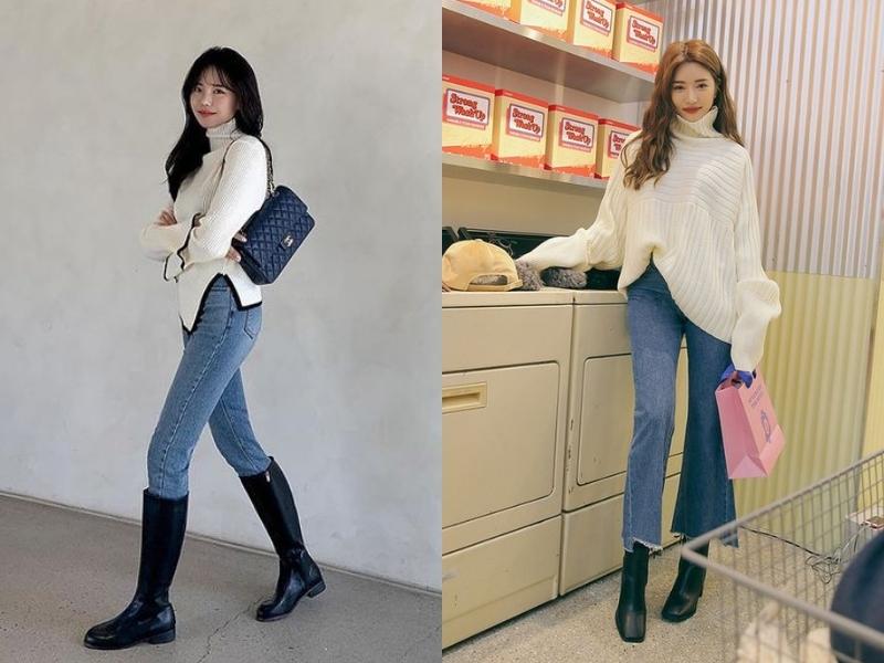 96b43ab4-35 Với set đồ này, bạn có thể phối cùng giày boots để trông thời trang hơn (Nguồn: en.stylenanda.com)