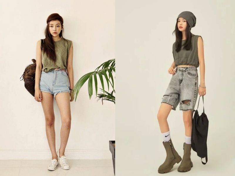 9890b75d-phoi-do-voi-quan-short-nu-48 Siêu cá tính và gây ấn tượng mạnh khi phối áo tank top với quần short (Nguồn: Bum Shop/ Cardina)