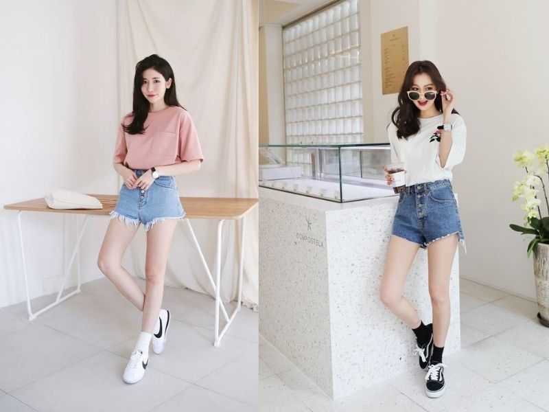a1d52c4d-phoi-do-voi-quan-short-nu-7 Đơn giản và thoải mái khi phối áo thun với quần short (Nguồn: Xưởng may Tatun & Bumshop)
