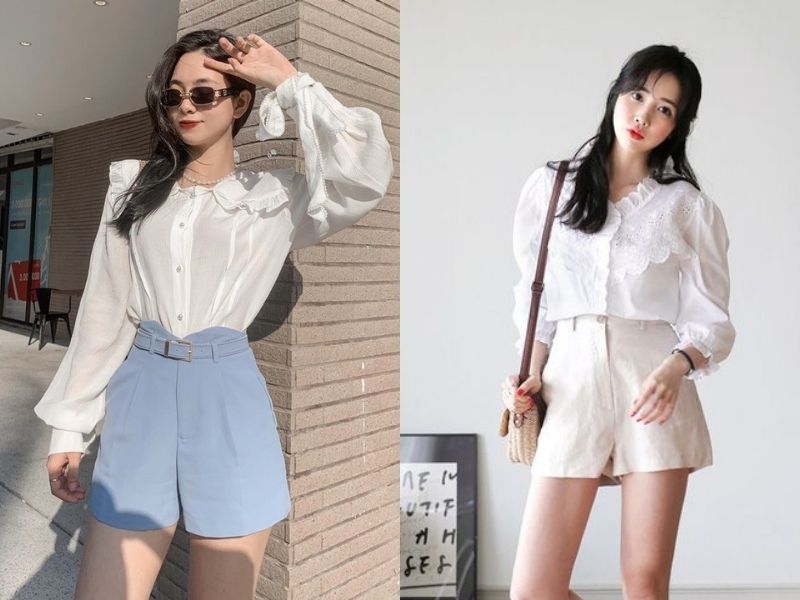 a2505baa-phoi-do-voi-quan-short-nu-41 Cách phối đồ với quần short đũi nữ với áo kiểu