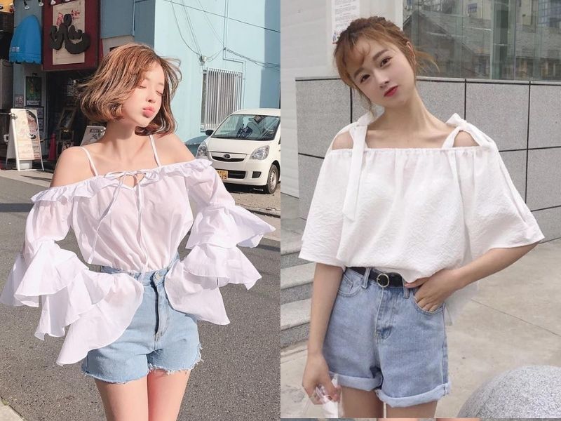 b48acdf6-phoi-do-voi-quan-short-nu-42 Các bạn nữ có xương quai xanh và da trắng rất phù hợp với phong cách này (Nguồn: Da hàng hiệu/ Kênh con gái 360)