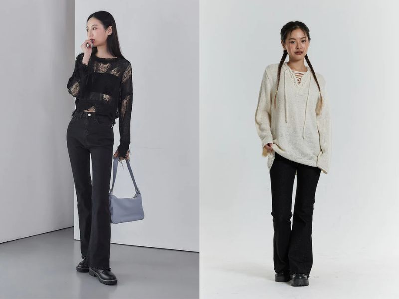 Áo len dáng dài tạo cảm giác cá tính (Nguồn: lewkin.com)