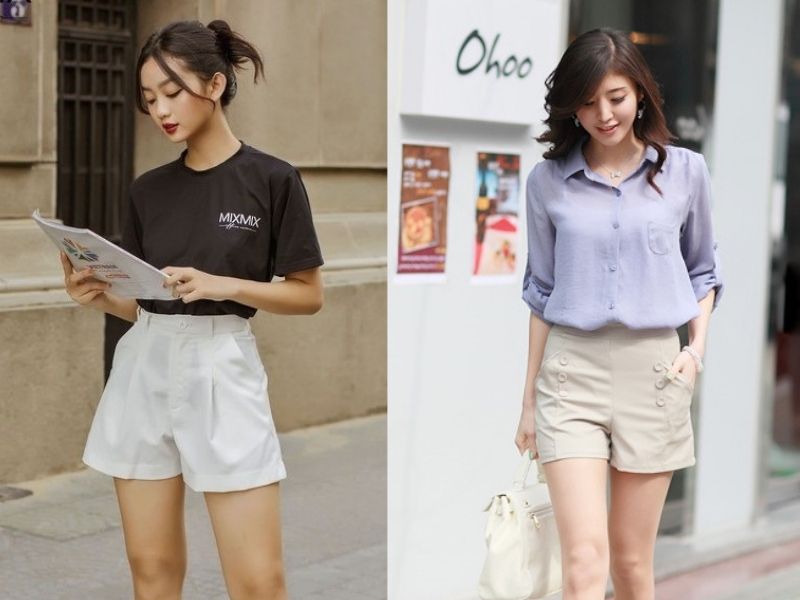 b5a758af-phoi-do-voi-quan-short-nu-12 Quần short kaki thường có form đứng (Nguồn: Beecost & Thắm Đặng Store)