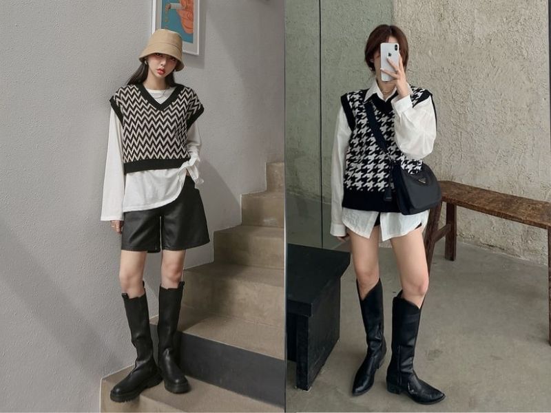 c14afbf1-phoi-do-voi-quan-short-nu-51 Phối đồ layer dễ thương, cá tính theo phong cách Hàn Quốc (Nguồn: Vincom/ VLP Fashion)