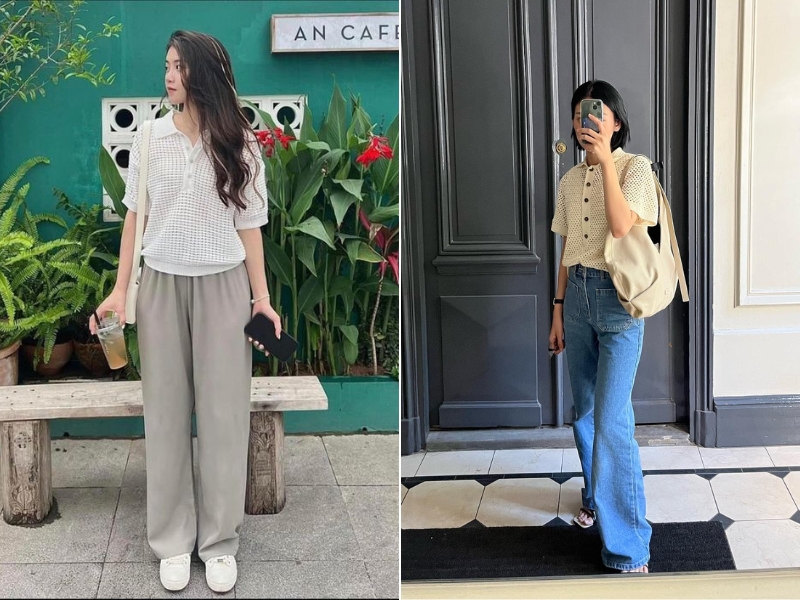 c1ddcc33-phoi-do-voi-ao-polo-nu2 Quần kaki thun rất phù hợp với mùa hè nắng nóng (Nguồn: Ngoclytruongdang/ Pinterest và tongkhanhlinhhh/ Instagram)