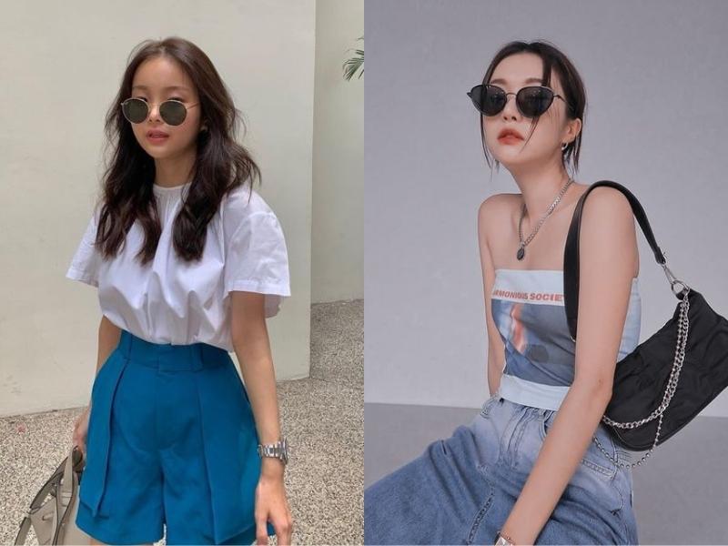 c1fe671d-cach-phoi-do-nu-di-choi-mua-he-51 Kính râm dáng tròn phù hợp với các bạn nữ có gương mặt thanh mảnh (Nguồn: Linz/pinterest.com)