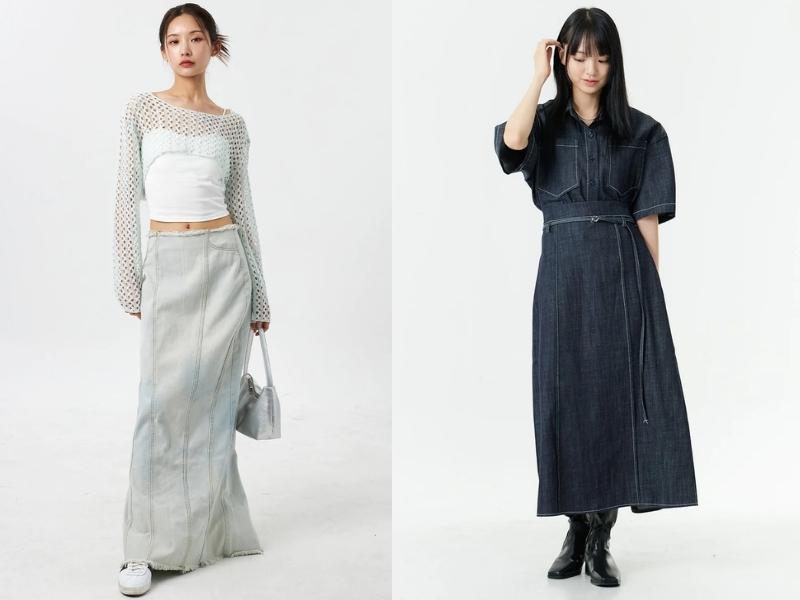 cc47dacc-3 Phối đồ với chân váy jean dài đem đến một outfit không bao giờ lỗi thời (Nguồn: lewkin.com)