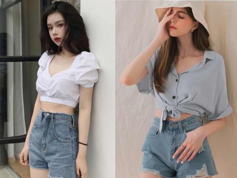 d2e970e0-phoi-do-voi-quan-short-nu-27 Áo crop top và quần short giúp bạn khoe chân thon, bụng gọn (Nguồn: cleanipedia.com)