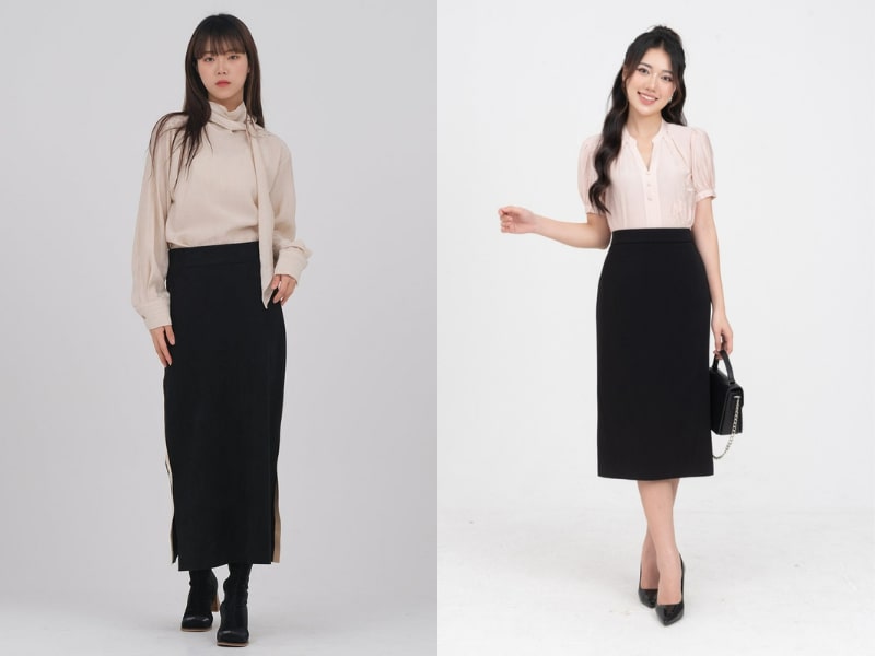 d398b864-cach-phoi-do-voi-chan-vay-den-8 Thanh lịch và sang trọng với cách phối đồ cùng chân váy đen bút chì (Nguồn: Lewkin/Lavender Brown)