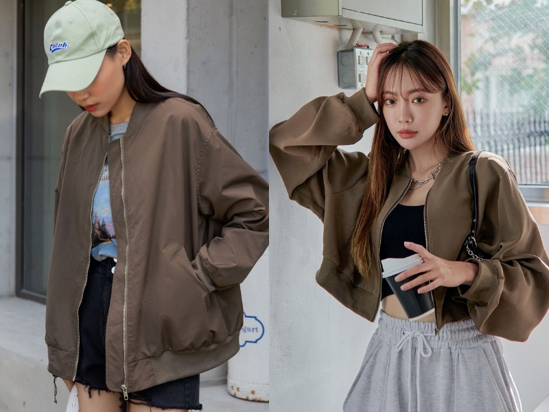 d5e4cdc9-phoi-do-voi-ao-bomber-nu-9 Áo bomber màu nâu mang lại cho bạn hình ảnh sang trọng, quý phái (Nguồn: Shein)