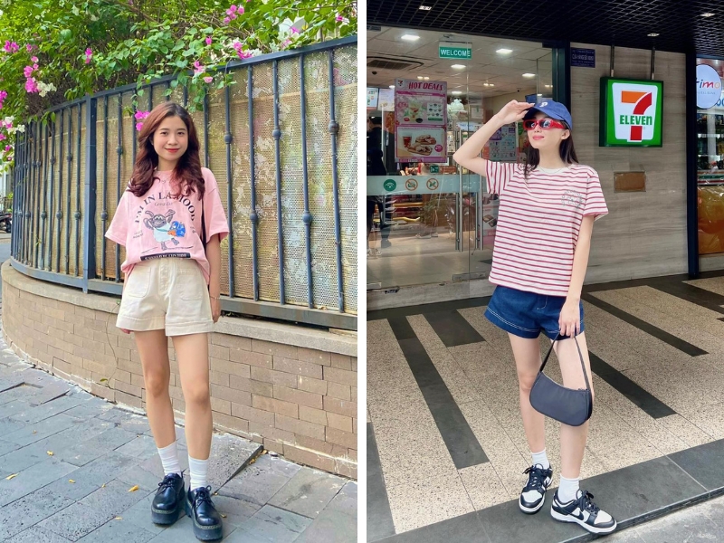 Áo thun oversize chính là bảo bối của mọi cô gái cấp 2 (Nguồn: Facebook Kido)