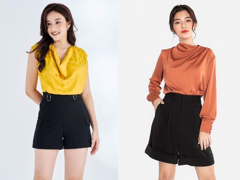 ef19e3e2-phoi-do-voi-quan-short-nu-37 Thanh lịch nhưng không kém phần quyến rũ nhờ phối đồ với quần short nữ và áo cổ đổ (Nguồn: heradg.vn/Shopperboard)
