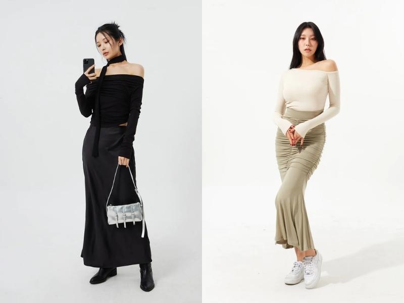f3a0a514-12 Phối đồ với chân váy len dài giúp bạn khoe đường cong quyến rũ ở hông (Nguồn: lewkin.com)